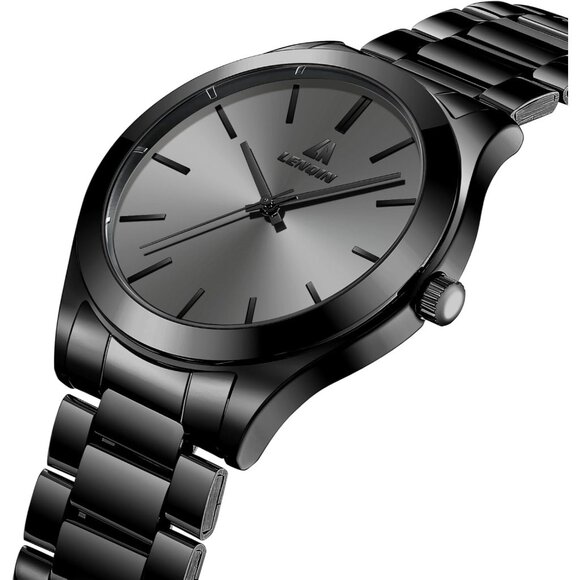 Men's Black Stainless Steel Analog Quartz Fashion Business Designer Watches - Picture 3 of 7